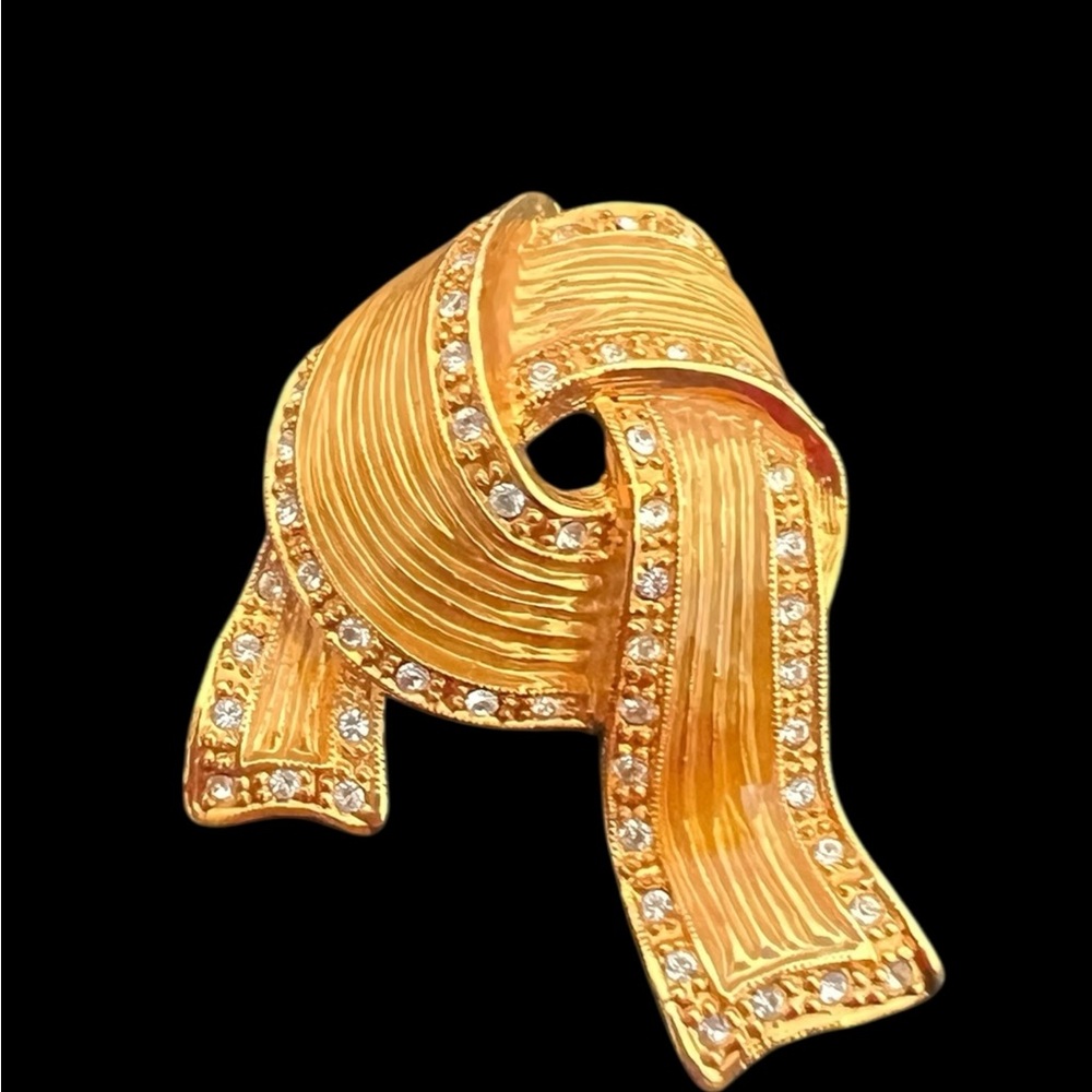 Vintage JBK Gold Tone & Rhinestones knot Brooch